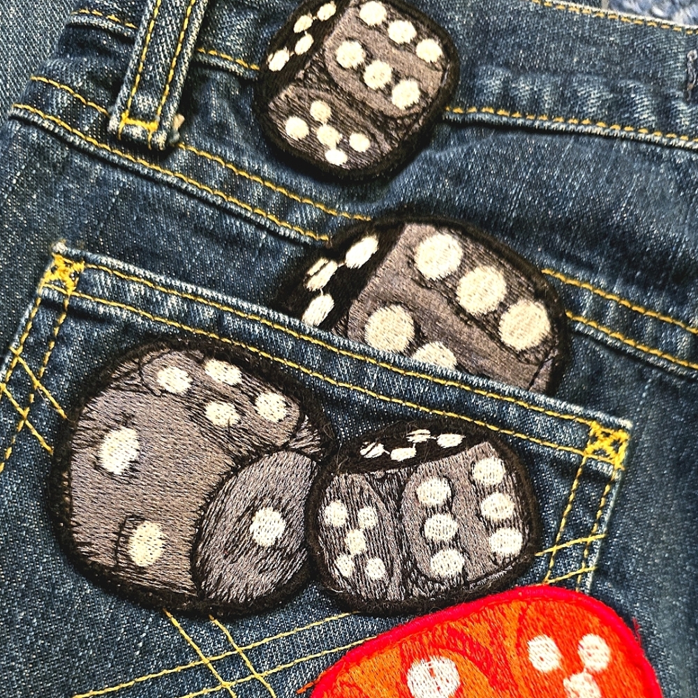 See By Chloe RARE Vintage Flare Jeans Embroidered w/ Dice- NWOT - Picture 15 of 16